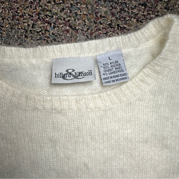Hillard & Hanson White Angora Lambswool Cropped Pullover Sweater Large *BUNDLE* - Picture 3 of 3